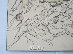 Vintage Bombardier Ski-Doo Snowmobile Art Drawing Picture Laminated Frame Pin Up